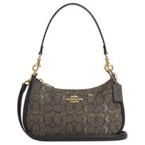 Coach Teri 24 Prekės ženklo spaudinys Auksinis logotipas Metalinis žakardas Crossbody Pečių krepšys Vidutinis Moteriški krepšiai Anglies spalvos CCZ02-IMYF5 Basic Set (Bag+Dust Bag)