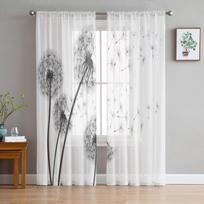 Flying Dandelion Flowers Sheer Curtains For Living Room Bedroom Tulle Curtains Kitchen Window Treatments Panel Drapes 135W x 114H(cm)