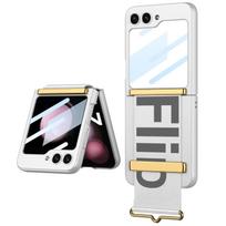 „Samsung Galaxy Z Flip 5 Case“, ypač plonai odai, matinis sulankstomas riešo dirželio laikiklis su veidrodine plėvele, atspariu smūgiams dangteliu for Galaxy Z Flip 5