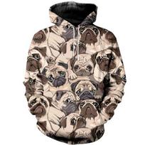 Mielas mopsas 3D visur spausdintas unisex džemperis su gobtuvu Harajuku mados sportinis džemperis kasdienis džemperis su gobtuvu paltai 5XL gray