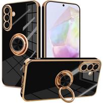 Protective case - BOOLING - for Samsung Galaxy A26 5G - Scratch-resistant silicone - Rotating ring - Black juoda