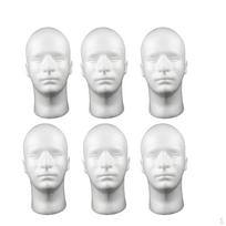 6 vnt. vyriškas putplasčio galvos modelis skrybėlei, perukui rodyti stovas baltas white