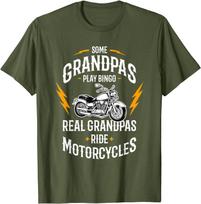 Vyriški Kai kurie seneliai žaidžia bingo, tikri seneliai važinėja motociklais T-shirt Linksmi vyriški marškinėliai Personalizuoti marškinėliai Medvilniniai Laisvalaikio S