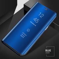 Flip Phone Stand Case For Samsung Galaxy A55 A15 A35 A25 A33 A34 A52S A14 A13 A53 A54 A36 A26 A56 A16 5G Mirror Kickstand Cover A55 mėlyna