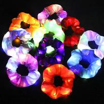 5-50pcs LED Luminous Scrunchies Hairband Ponytail Holder Headwear Elastic Satin Hair Bands Girl Hair Accessories for Party 5pc
