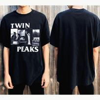 Hot selling new  Twin Peaks  basic charcoal gray T-shirt retro classic printed short sleeved shirt unisex top harajuku L black