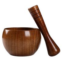 Pounded Garlic Jar Mortar Old Fashion Wooden Grinder Round Smooth Hand Polished Pestle Set For Grind Herbs Spices Grains Pepper ruda
