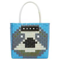 Marni Market raidžių aplikacija Austas audinys Polipropileninė pirkinių rankinė Moteriška rankinė Šviesiai mėlyna SHMH0063JBRF08100B30 Basic Set (Bag+Dust Bag)