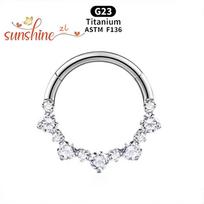 ASTM F136 Titano 16G Daith Clicker Nosies žiedas Auskaras su CZ Septumo žiedai Kremzlės auskarų lankeliai Atidaromas Clicker Kūno papuošalai 16G 1.2x8MM