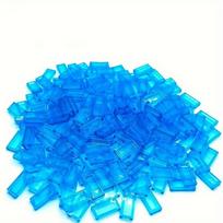100pcs Transparent 1x2 Flat Light Panels for Building Blocks - Durable ABS Plastic, Compatible with 3069 Pixel Art Toys šviesiai mėlyna spalva