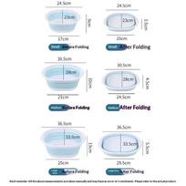 3pcs Foldable Silicone Basin Portable Washbasin Large Plastic Washing Bowl For Outdoor Camping Home Use mėlyna