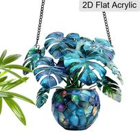 Acrylic Monstera Plant in Stained Glass Pot Suncatcher, Stained Glass Effect Window Hanging Ornament for Plant & Nature Lover Gifts 20cm/7.87Inches