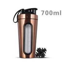 700ML Sportinis baltymų plaktuvas Nerūdijančio plieno Ne praleidžiantis Vandens buteliukas sporto salei Fitneso išrūgų baltymų miltelių maišytuvas su svarstyklėmis 700ML