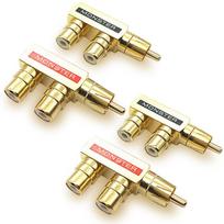 RERACO RCA Splitter Male to Female Audio Conversion Output Pair Set of Splitter, 2-Way Adapter, Gold-Plated Cables, Plugs, Terminals, (F-Type, 4)