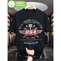 Vyriški BSA Motociklo Logotipo Retro Marškinėliai - Atsitiktiniai Lauko Užsiėmimai Retro Motociklų Entuziastams Apranga S juoda
