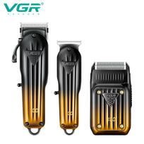 Original VGR Three-piece Haircut Combination Electric Shaver Professional Men's Hair Clipper Carved Electric Hair Trimming with Digital Display V-644 geltona/juoda