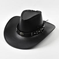 Faux Leather Western Cowboy Hats For Women Men Vintage Big-edge Gentleman Cowgirl Jazz Hat Holidays Party Cosplay Hat One Size