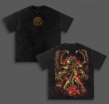 Japan Classic Game Yu-Gi-Oh Manga Graphic Print T-Shirt Men Women Vintage Washed Cotton Summer New Tee Streetwear Harajuku Fashion Oversized Top L