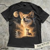 Corgi Howling to The Moon Vintage TShirt 90s Retro Animal Graphic Size S3XL Unisex T-Shirt S