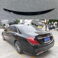 Mercedes S-Class W222 AMG stiliaus galinis spoileris, blizgus juodas anglies pluošto raštas, 2014-2020, nereikia gręžti. Gloss Black