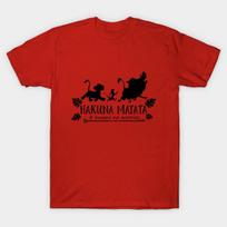 Men Black Print T-shirt Hakuna Matata No-Cut Transfer Paper Print Cotton Tshirt M raudona