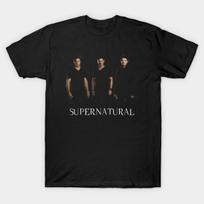 Men Black Print T-shirt Supernatural Jared Jensen Misha No-Cut Transfer Paper Print Cotton Tshirt L juoda