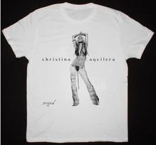 KARŠTAS NAUJAS Retro Dryžuoti Christina Aguilera Marškinėliai Trumpomis Rankovėmis Balti Unisex S5XL Unisex Marškinėliai XL