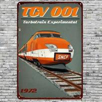 Vintažinis SNCF TGV 001 Turbotrain Metalinis Plakatas, Retro Sienų Menas Namų Dekoras orange