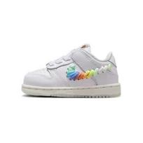 Nike Dunk Low TD Rainbow Lace Swoosh Baby Sneakers White Multi-Color Dark-Pony FQ1924-100 23.5