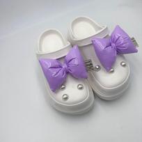 Mielos universalios batų pakabukai Crocs, „pasidaryk pats“, saldainių spalvos, su kaspinėliu, nuimama batų sagtelė, aksesuarai, moterims, vaikams, dovanos violetinė