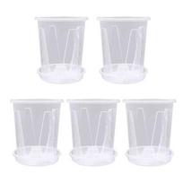 5 vnt. savlaistis gėlių vazonas su nuimamu dizainu Plastikinis hidroponinis sodintuvas Namų sodo vandens talpyklos vazonai Middle 5pcs white