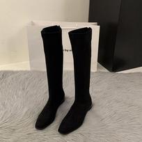2026New Women Boots Luxury Suede Casual Boots Designer Square Head Slim Long Booties Vintage Women Knee High Boots Bottes Femmes 35 juoda