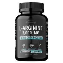 Arginino kapsulės, 3000 mg porcijoje, azoto oksido palaikymas, 120 kapsulių, tinka suaugusiems. 120