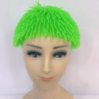 Gifts Soft Rubber Long Hair Head Cover Funny Portable Party Decoration Party Hat Soft Shaking Head Hat oranžinė