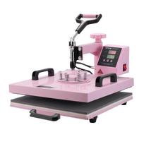 Heat Press Machine 15x15 in 8 in 1 with 30oz Tumbler Press T-Shirts Pink