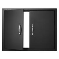 Grilio durelės, 788x610 mm Dvigubos lauko virtuvės durelės, Šalto plieno įleidžiamos durelės, Vertikalios sieninės durelės su rankenomis, Grilio salai, Kepimui ant grotelių