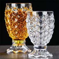 Crystal Glass Pineapple Embossed Tumbler, Vintage Beer Whiskey Water Cup, Decorative Drinking Glass for Home & Wedding 2pcs orange