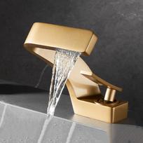Matte Golden White Basin Faucet Brushed Gold Single Handle Mixer Tap Hot Cold Water Contemporary Design Deck Mounted Faucet auksas