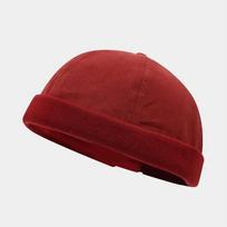 Spring and Summer Cotton Solid Docker Cap Brimless Hat Skullies Beanie Hats Landlord Sailor Cap Men and Women 40 56-60cm wear raudona