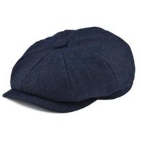New Vintage Wool Tweed Navy Blue Herringbone Newsboy Cap unisex 8-Quarter Panel Style Flat Caps Women Driver Beret Shelby hat 56-62CM