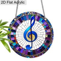 Acrylic Treble Clef Suncatcher, Stained Glass Style Window Hanging Ornament for Music Lovers 20cm/7.87Inch
