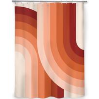 Mid-Century Modern Shower Curtain – Terracotta Rainbow Design, 89In, Geometric Abstract, Machine Washable, Durable W60H190(CM)-1 Pcs
