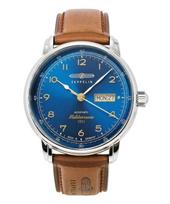 Zeppelin 100 Jahre Mediterranee Leather Strap Blue Dial Automatic 96643 Men's Watch mėlyna