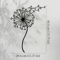 Dandelion Metal Wall Art Black Iron Sculpture Golden Accents 15.74x11.57 Inch Home Yard Balcony Decor Housewarming Gift 16in
