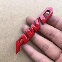 1X 3D Metal AWD Car Letters For Civic CRV RAV4 AWD Emblem Sticker Fender Trunk Badge Accessories raudona