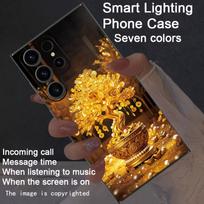 LED dėklas Samsung Galaxy S25 S24 S23 S22 Ultra Plus FE A35 A55 A15 A56 A16 5G švytintis drugelio medžio stiklinis telefono dėklas apšvietimas Z fold 5