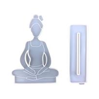 DIY Yoga Sport Theme Silicone Mold with Yoga Mat Mold for Home Office Ornament Gymnast Silicone Mold DIY Yoga Girl Craft 4 mėlyna