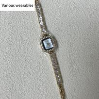 Xiaoxiangfeng Watch, Good-looking, Fashionable, Diamond-encrusted Chain, Square Bracelet Watch for Women gray