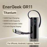 Baseus Geek Power Bank 20000mAh Su 145W didelės galios greito įkrovimo laidu Tinka Huawei ir Apple telefonams sidabro pilka spalva