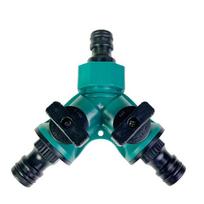 Y-Shaped 3-Way Water Pipe Splitter with One-to-Two Switch, Fits 3/4-Inch and 1-Inch Quick Connectors Three-Nipple Three-Way tamsiai žalia spalva